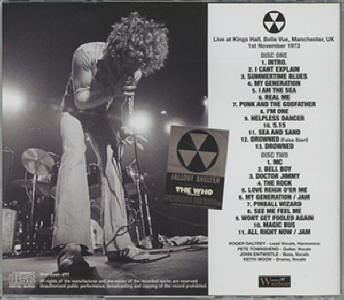 The Who - Manchester 1973 1st Night - Japan CD - Back Cover