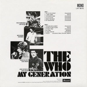 The Who - My Generation - LP (Pirate - Back Cover)