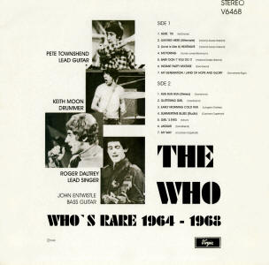 The Who - Who's Rare 1964 - 1968 - LP (Back Cover)