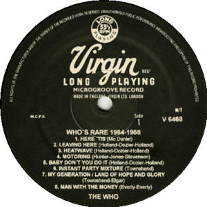 The Who - Who's Rare 1964 - 1968 - LP (Label)