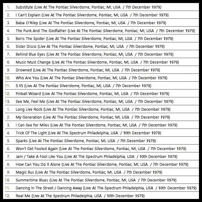 The Who - Who Are You Super Deluxe Edition Box - Live Track Listing