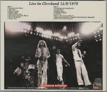 The Who - Wholiday In Cleveland - 12-09-75 CD (Back Cover)