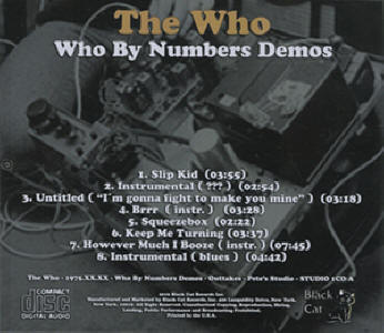 The Who / Pete Townshend - Who By Numbers Demos 1975 - CD (Back Cover)